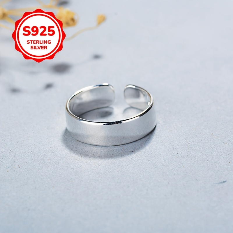 925 Silver Adjustable Opening Ring Geometric Design
